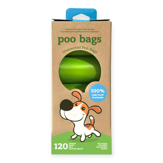 Poo Bags біорозкладні гігієнічні пакети, без аромату - 8 рулонів
