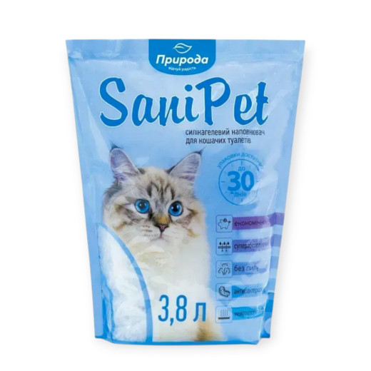 Pripoda Sani Pet силікагелевий наповнювач, без аромату - 3,8 л