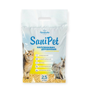 Pripoda Sani Pet деревний наповнювач, з ароматом лимона - 2,5 кг