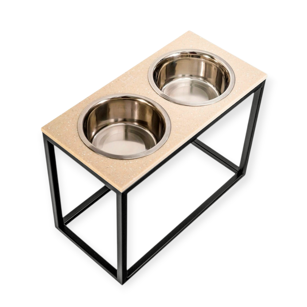 Harley & Cho Dinner Beige Stone & Black миски на підставці для собак, чорний - 1,8 л