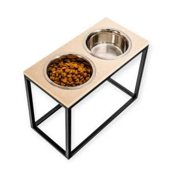 Harley & Cho Dinner Beige Stone & Black миски на підставці для собак, чорний - 1,8 л