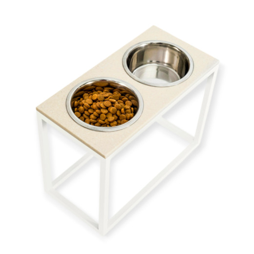 Harley & Cho Dinner Beige Stone & White миски на підставці для собак, білий - 1,8 л
