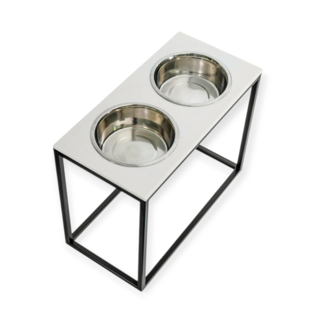 Harley & Cho Dinner White Stone & Black миски на підставці для собак, чорний - 1,8 л