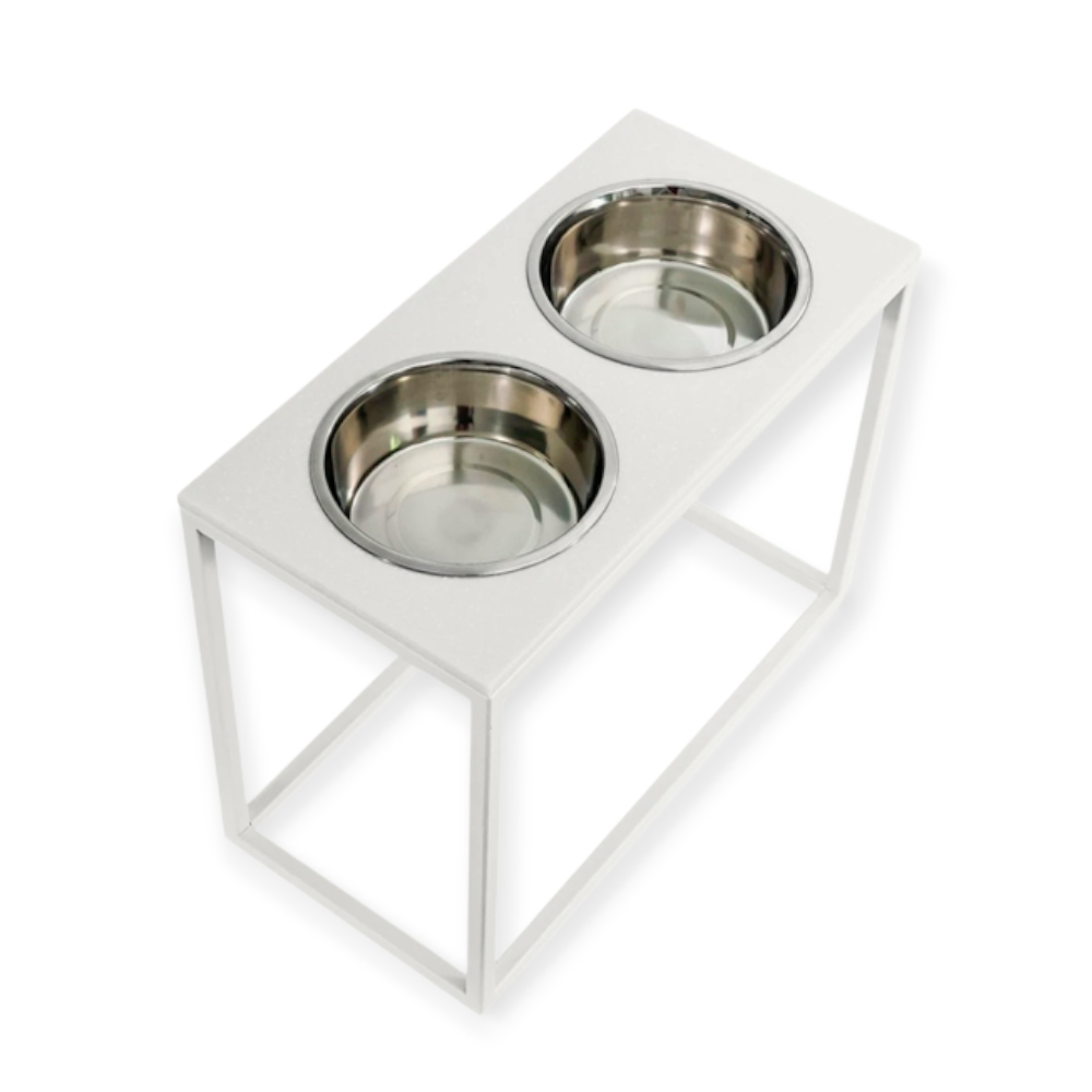 Harley & Cho Dinner White Stone & White миски на підставці для собак, білий - 1.8 л