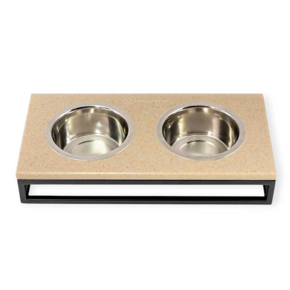 Harley & Cho Lunch Bar Beige Stone & Black миска на підставці, чорний - 200 мл