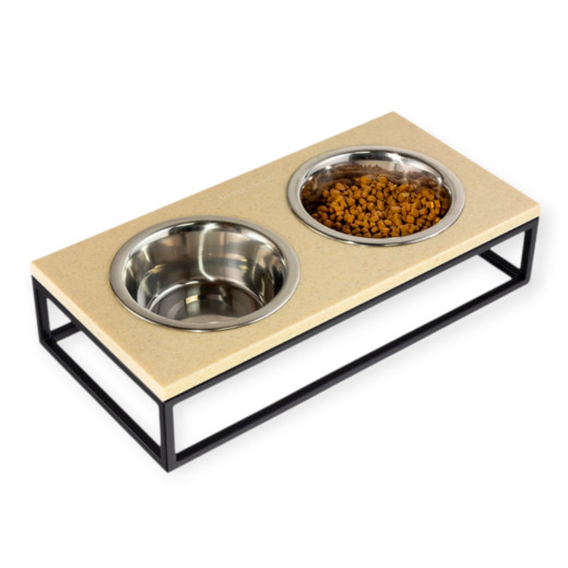 Harley & Cho Lunch Bar Beige Stone & Black миска на підставці, чорний - 200 мл