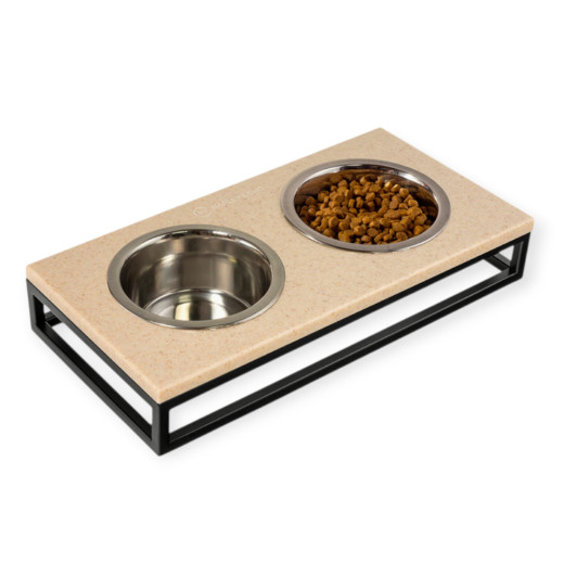 Harley & Cho Lunch Bar Beige Stone & Black миска на підставці, чорний - 450 мл