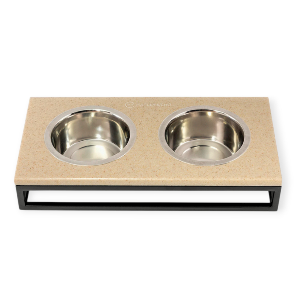 Harley & Cho Lunch Bar Beige Stone & Black миска на підставці, чорний - 450 мл