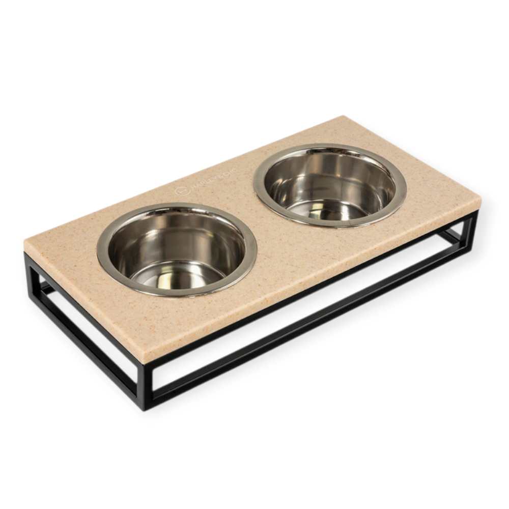 Harley & Cho Lunch Bar Beige Stone & Black миска на підставці, чорний - 450 мл