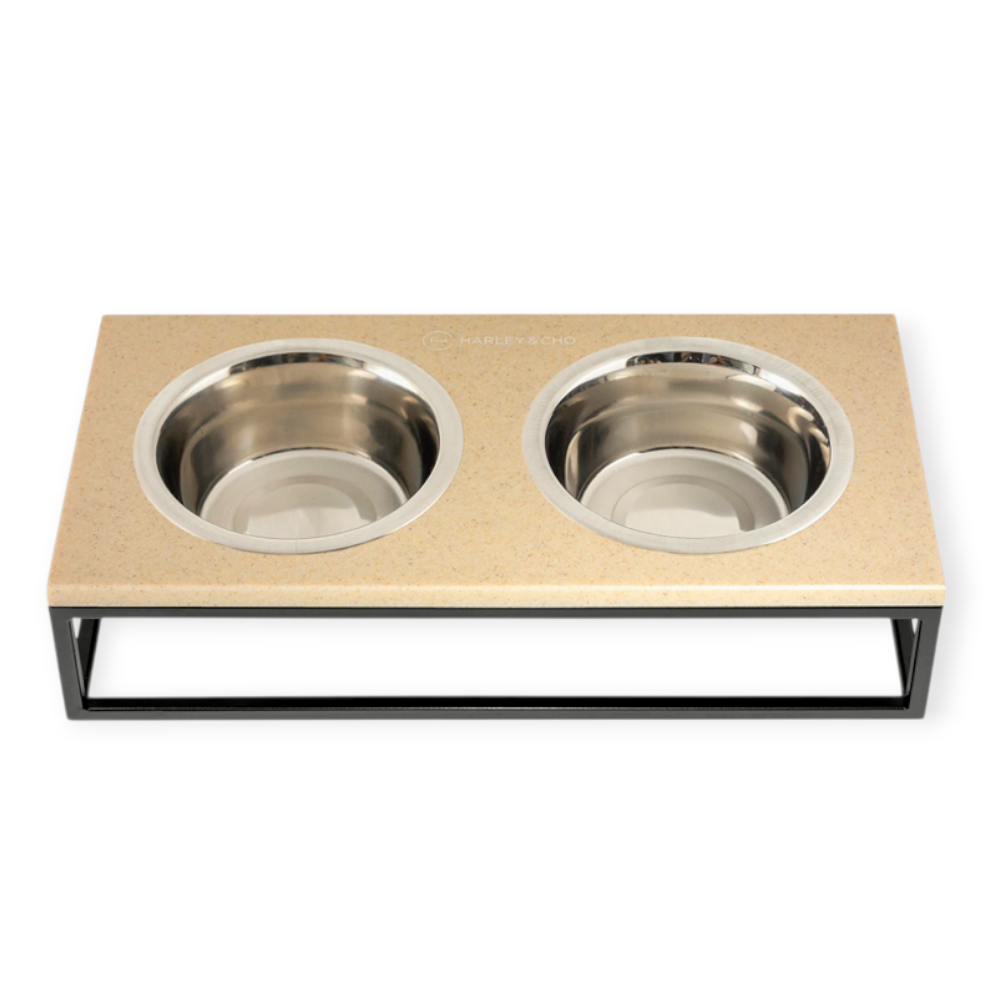 Harley & Cho Lunch Bar Beige Stone & Black миска на підставц для собакі, чорний - 750 мл