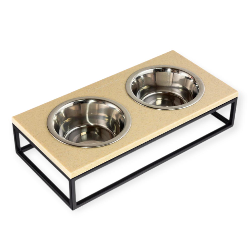 Harley & Cho Lunch Bar Beige Stone & Black миска на підставц для собакі, чорний - 750 мл