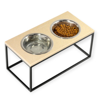 Harley & Cho Lunch Bar Beige Stone & Black миска на підставці, чорний - 750 мл