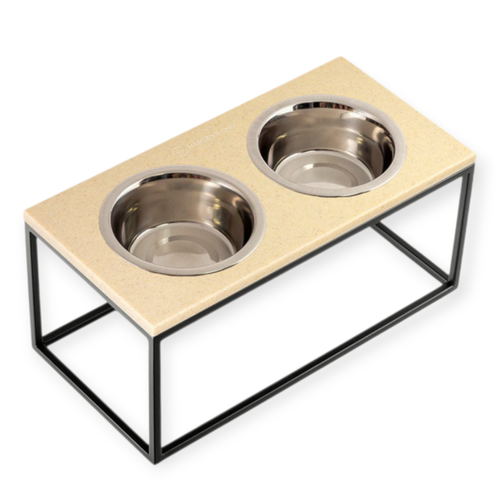 Harley & Cho Lunch Bar Beige Stone & Black миска на підставці, чорний - 750 мл
