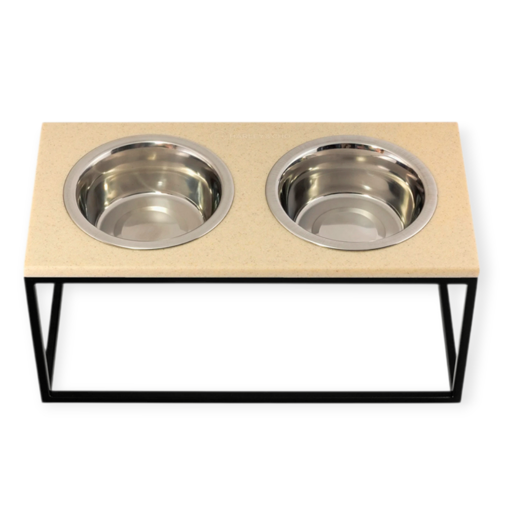 Harley & Cho Lunch Bar Beige Stone & Black миска на підставці, чорний - 750 мл