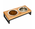 Harley & Cho Lunch Bar Natural Wood & Black миски на підставці для собак та котів, чорний - 450 мл