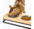 Harley & Cho Lunch Bar Natural Wood & Black миски на підставці для собак та котів, чорний - 450 мл