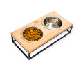 Harley & Cho Lunch Bar Natural Wood & Black миски на підставці для собак, чорний - 750 мл