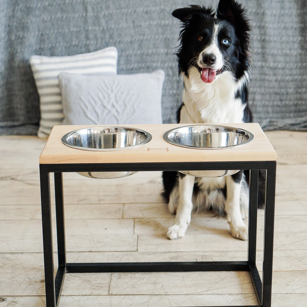 Harley & Cho Dinner Natural wood & Black миски на підставці для собак, чорний - 1,8 л