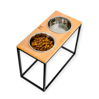 Harley & Cho Dinner Natural wood & Black миски на підставці для собак, чорний - 2,6 л