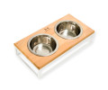 Harley & Cho Lunch Bar Natural Wood & White миски на підставці для собак та котів, білий - 450 мл