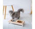 Harley & Cho Lunch Bar Natural Wood & White миски на підставці для собак та котів, білий - 450 мл