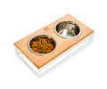 Harley & Cho Lunch Bar Natural Wood & White миски на підставці для собак, білий - 750 мл