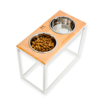 Harley & Cho Dinner Natural wood & White миски на підставці для собак, білий - 1,8 л