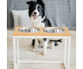 Harley & Cho Dinner Natural wood & White миски на підставці для собак, білий - 1,8 л