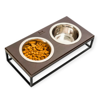 Harley & Cho Lunch Bar Brown Wood & Black миски на підставці для собак, чорний - 750 мл