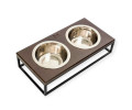 Harley & Cho Lunch Bar Brown Wood & Black миски на підставці для собак, чорний - 750 мл