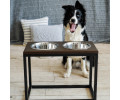 Harley & Cho Dinner Brown wood & Black миски на підставці для собак, чорний - 1,8 л
