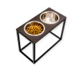 Harley & Cho Dinner Brown wood & Black миски на підставці для собак, чорний -  2,6 л