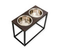 Harley & Cho Dinner Brown wood & Black миски на підставці для собак, чорний -  2,6 л