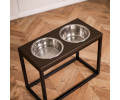 Harley & Cho Dinner Brown wood & Black миски на підставці для собак, чорний -  2,6 л
