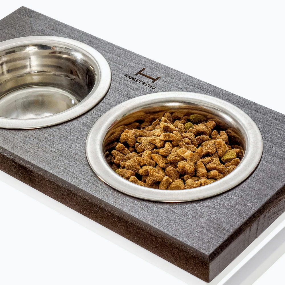 Harley & Cho Lunch Bar Brown Wood & White миски на підставці для собак та котів, білий - 200 мл
