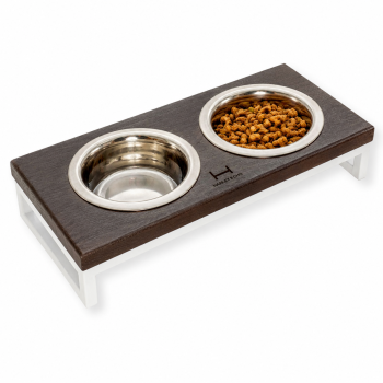 Harley & Cho Lunch Bar Brown Wood & White миски на підставці для собак та котів, білий - 450 мл