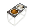 Harley & Cho Dinner Brown wood & White миски на підставці для собак, білий - 1,8 л