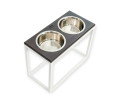 Harley & Cho Dinner Brown wood & White миски на підставці для собак, білий - 1,8 л