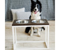 Harley & Cho Dinner Brown wood & White миски на підставці для собак, білий - 1,8 л