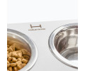 Harley & Cho Dinner White wood & Black миски на підставці для собак, чорний - 1,8 л