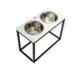 Harley & Cho Dinner White wood & Black миски на підставці для собак, чорний - 1,8 л