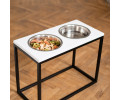 Harley & Cho Dinner White wood & Black миски на підставці для собак, чорний - 1,8 л