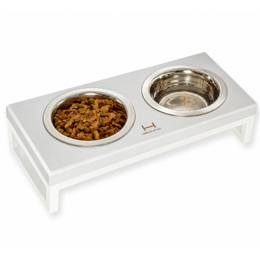 Harley & Cho Lunch Bar White Wood & White миски на підставці для собак та котів, білий - 450 мл
