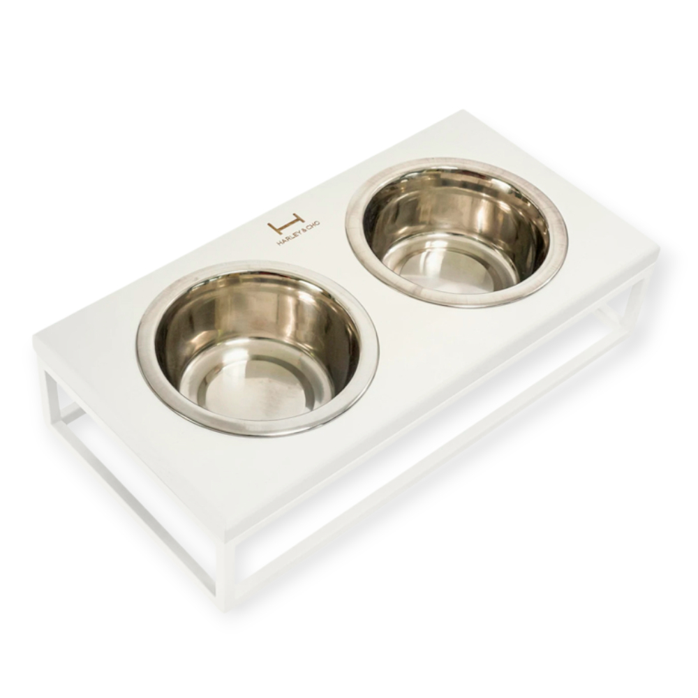 Harley & Cho Lunch Bar White Wood & White миски на підставці для собак, білий - 750 мл