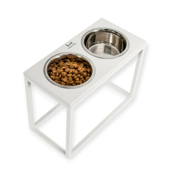 Harley & Cho Dinner White wood & White миски на підставці для собак, білий - 1,8 л