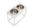 Harley & Cho Dinner White wood & White миски на підставці для собак, білий - 1,8 л