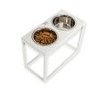 Harley & Cho Dinner White wood & White миски на підставці для собак, білий - 1,8 л