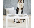 Harley & Cho Dinner White wood & White миски на підставці для собак, білий - 1,8 л