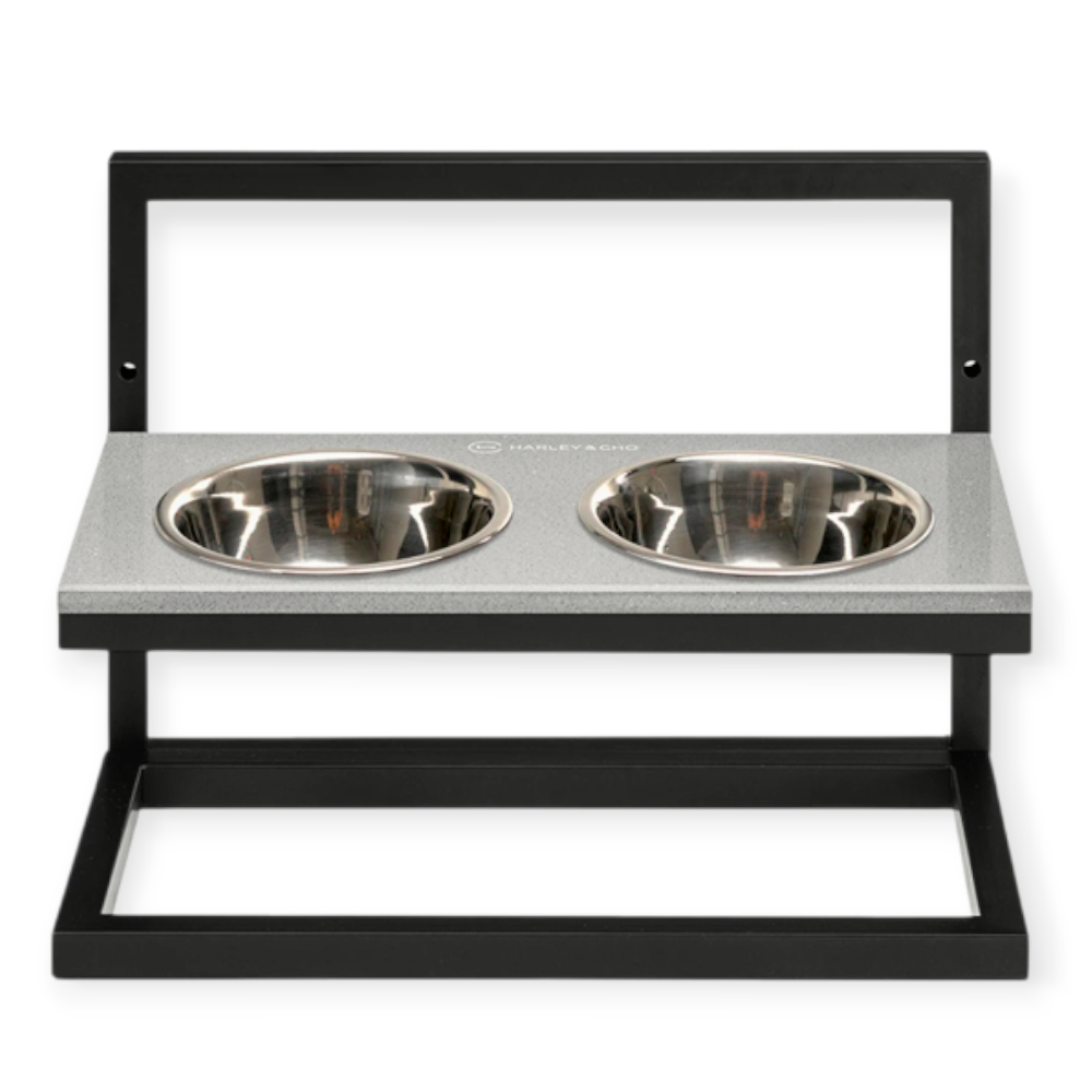 Harley & Cho Lift Gray Stone & Black миски на підставці з регульованою висотою, чорний - 1,8 л