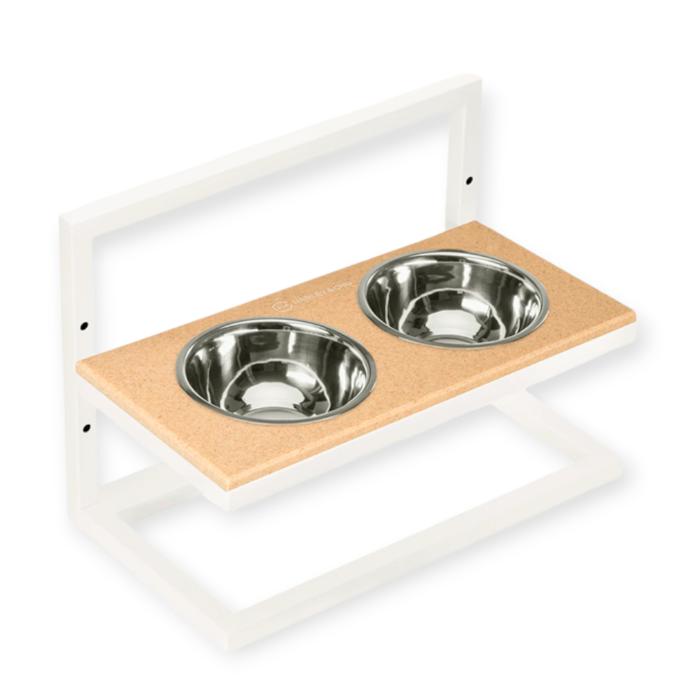 Harley & Cho Lift Beige Stone & White миски на підставці з регульованою висотою, білий - 750 мл